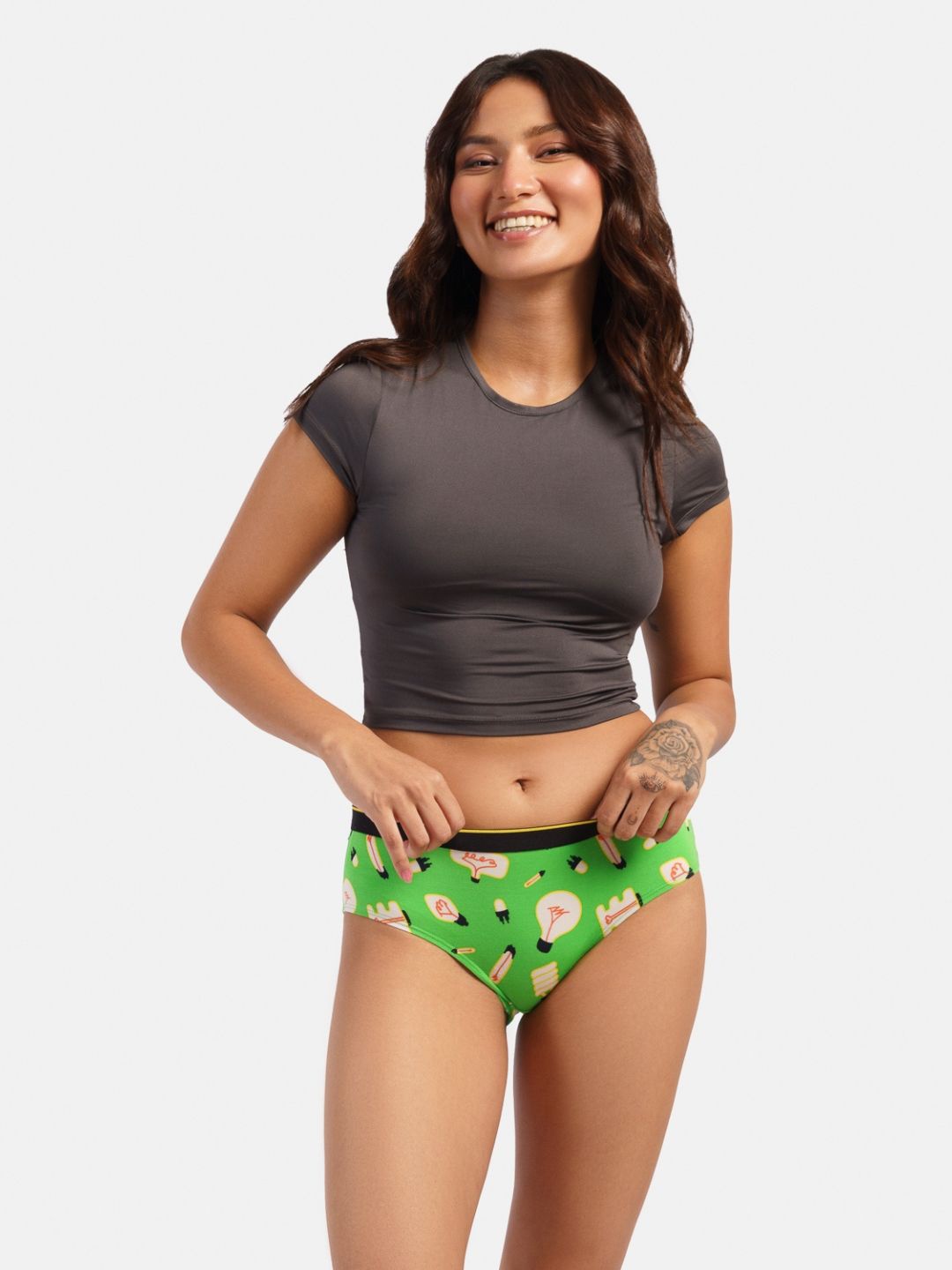 

bummer Women Printed Low Rise Hipster Brief, Green