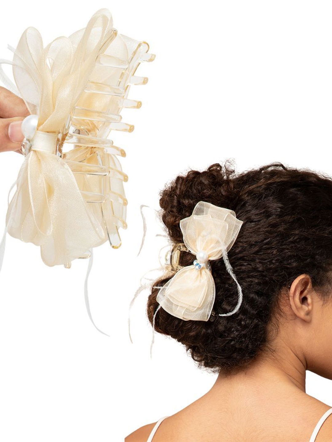 

Radhu & Kabby Women Western Hair Clutcher Claw Clip, Beige