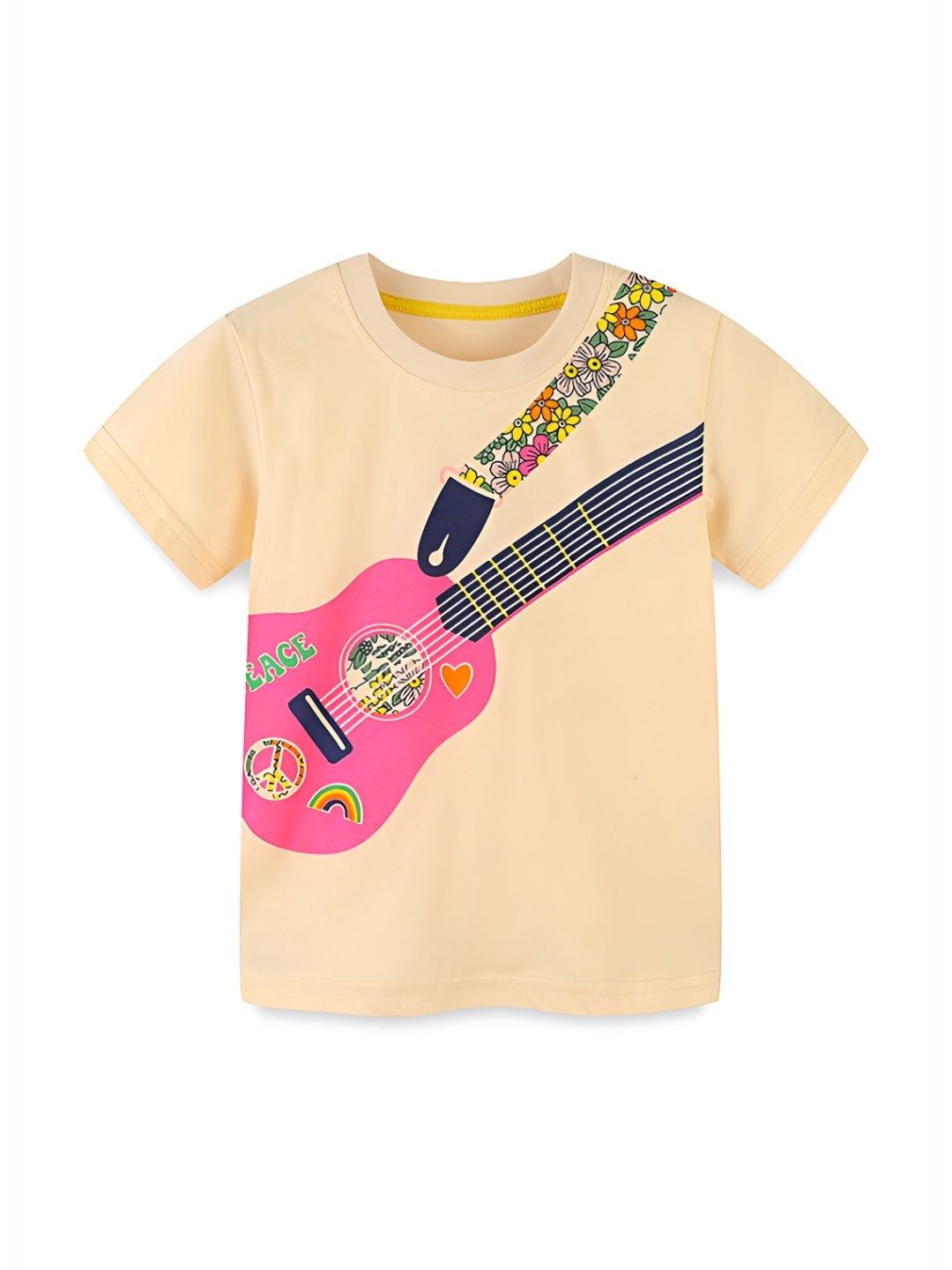 

LULU & SKY Boys Graphic Printed Round Neck Cotton T-shirt, Yellow