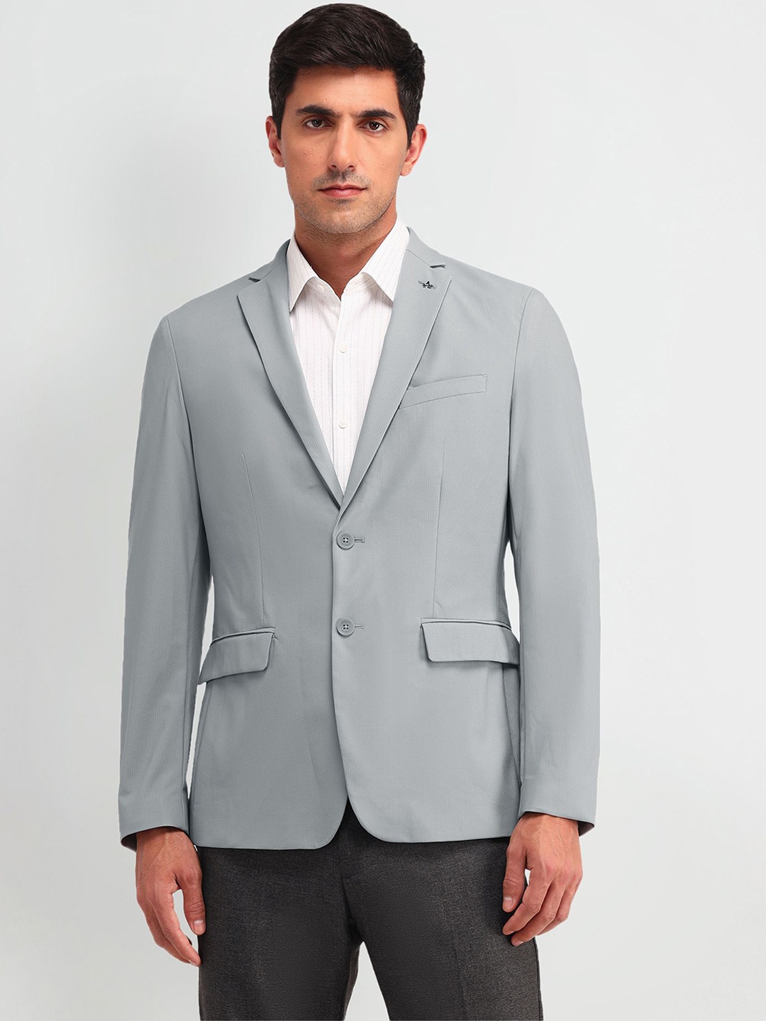 

Arrow Self-Design Slim-Fit Single Breasted Formal Blazer, Grey