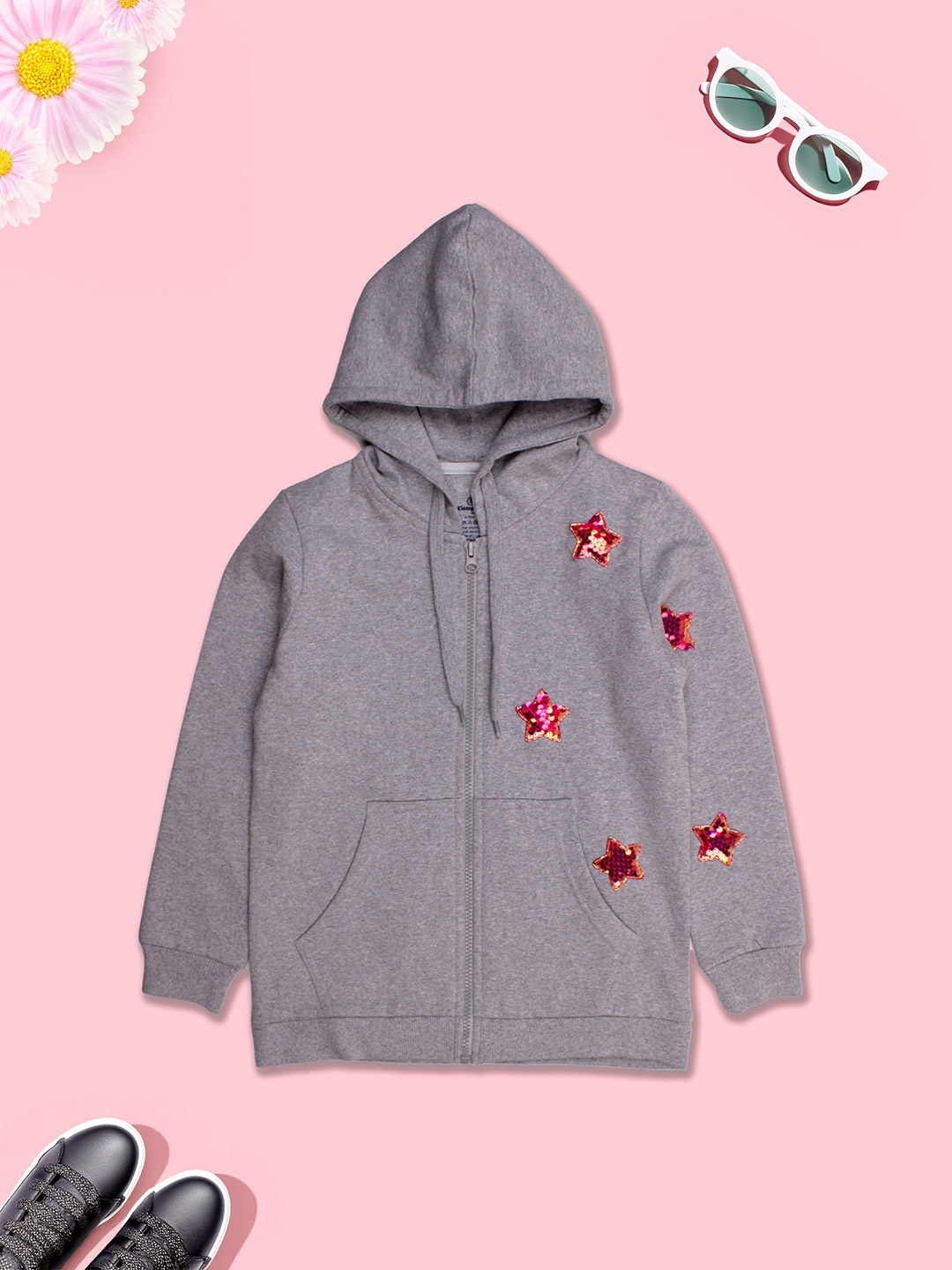 

KiddoPanti Girls Hooded Sweatshirt, Grey melange
