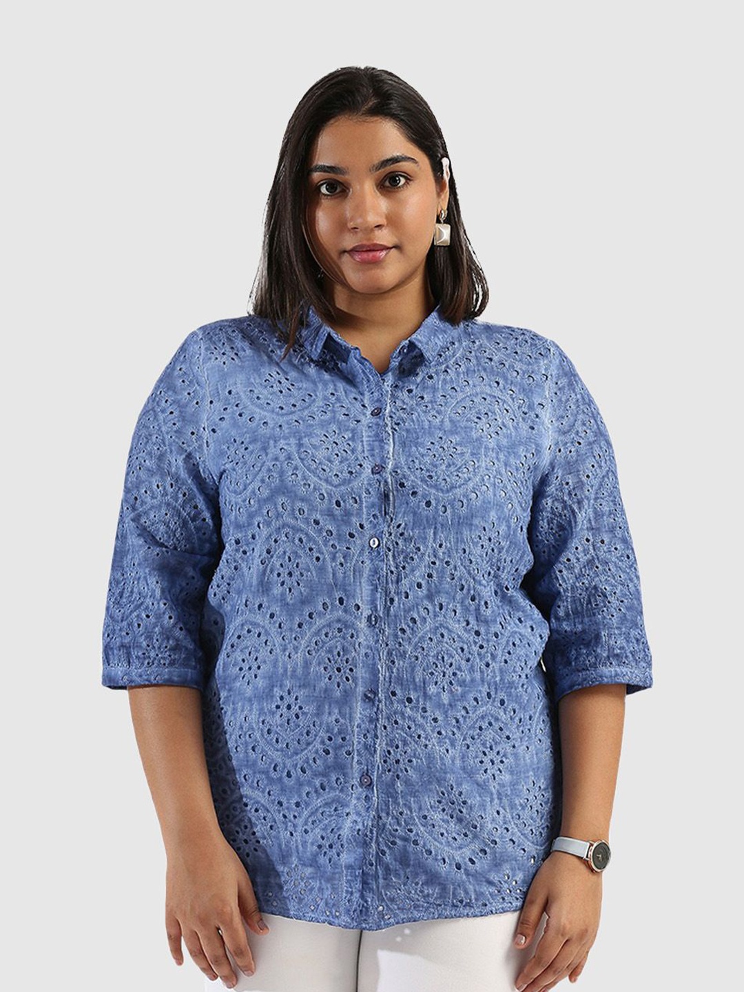 

Presence Women Straight Opaque Casual Shirt, Blue