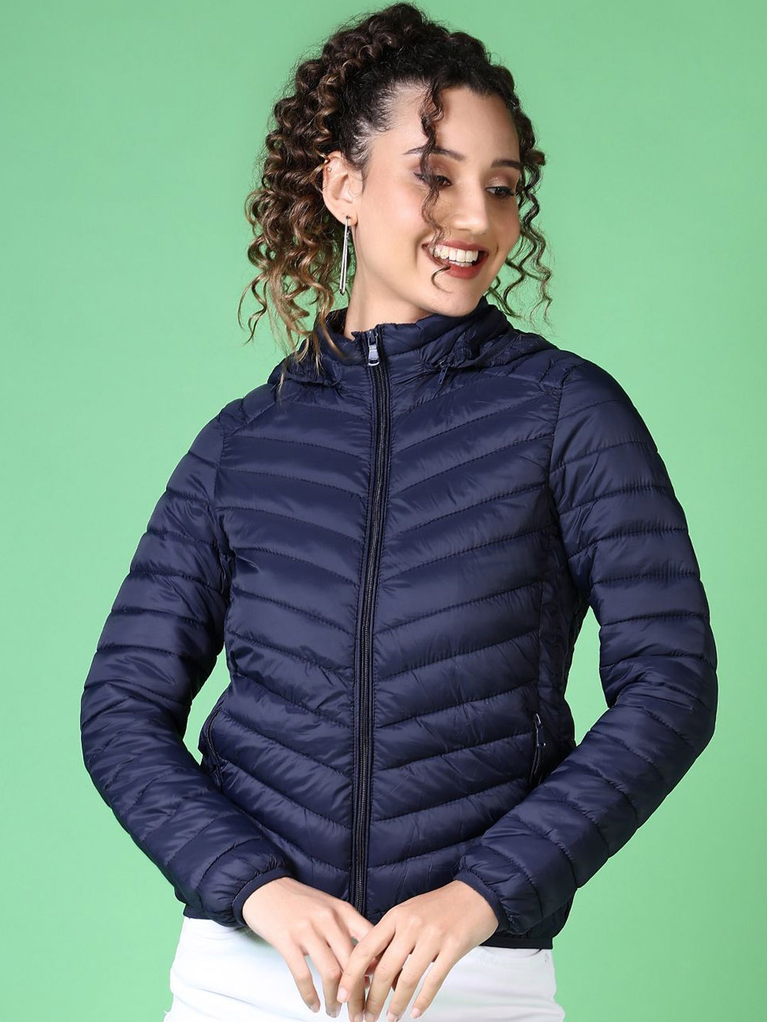 

V-Mart Women Puffer Jacket, Navy blue
