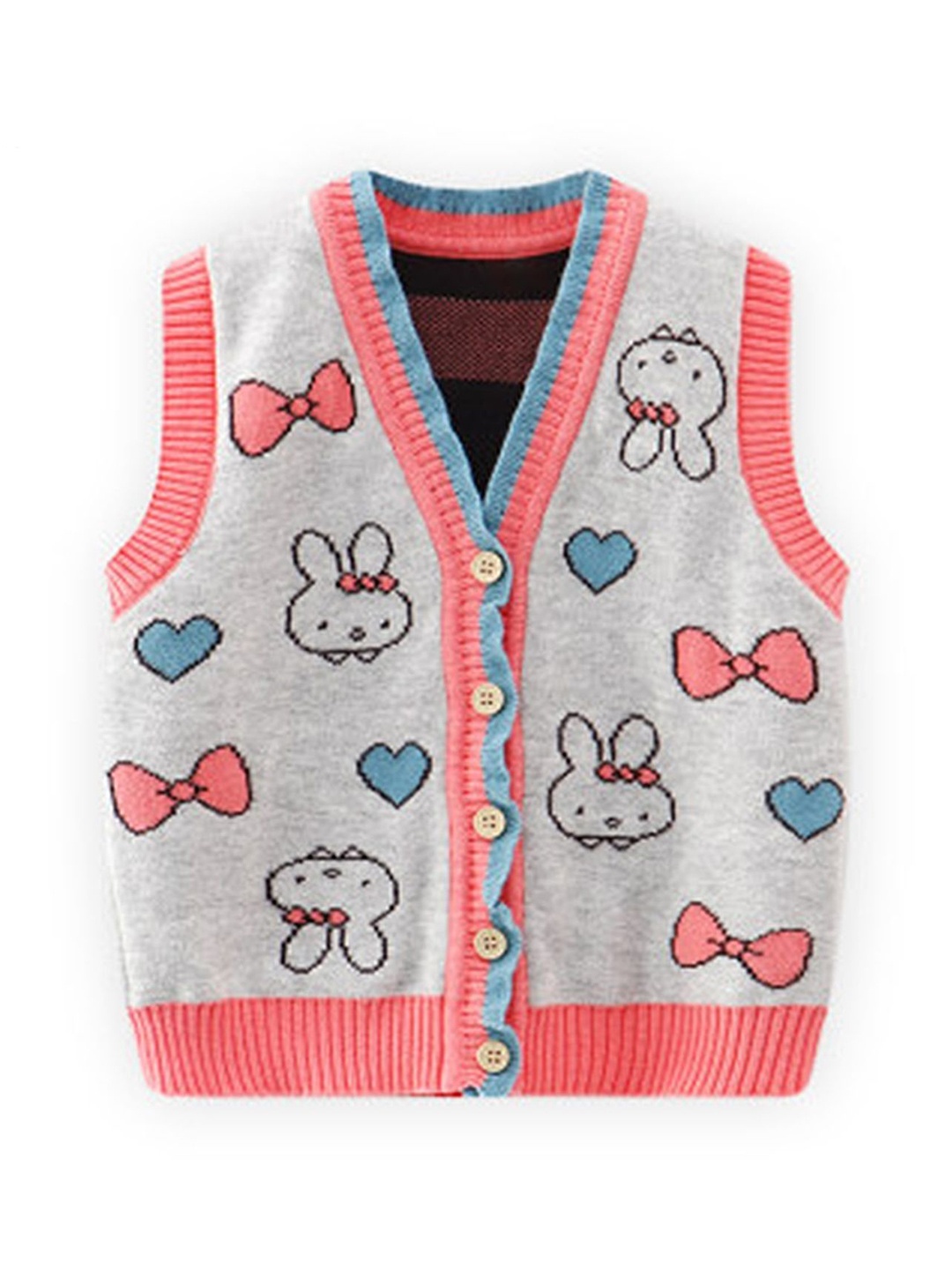 

LULU & SKY Girls Cotton Graphic Printed Sweater Vest, Grey