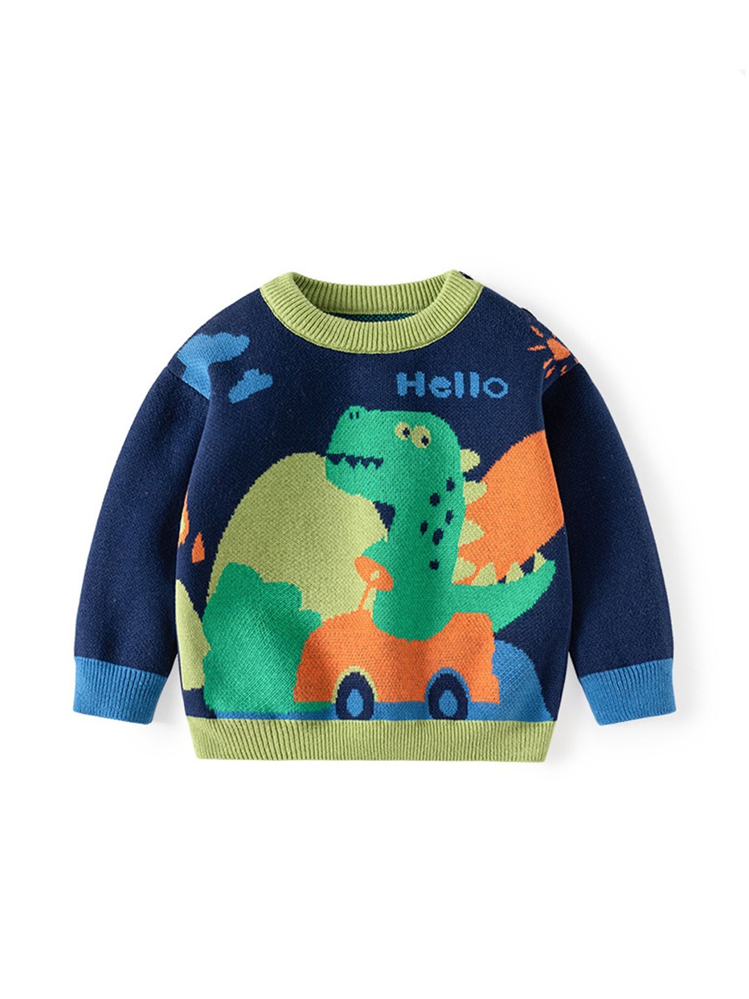 

LULU & SKY Boys Animal Printed Cotton Pullover, Blue