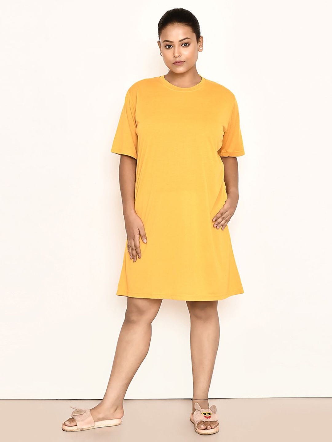 

RAPL Women Short Sleeves Nightdress, Yellow