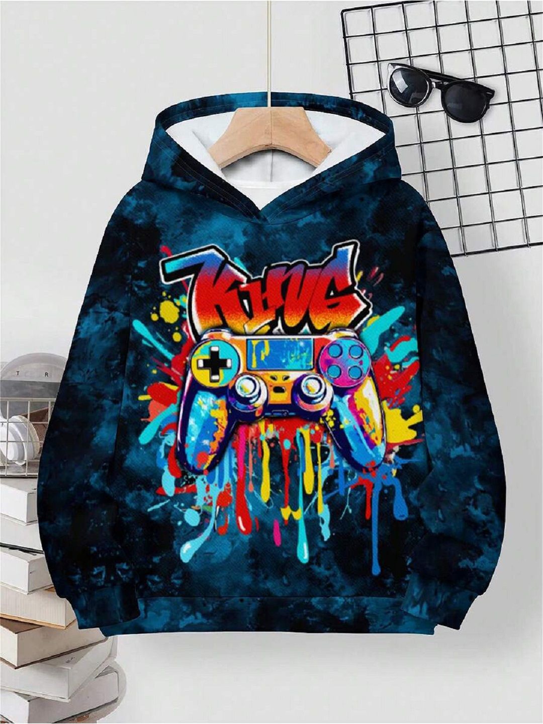 

BAESD Boys Printed Cotton Hooded Neck Pullover Sweatshirt, Blue