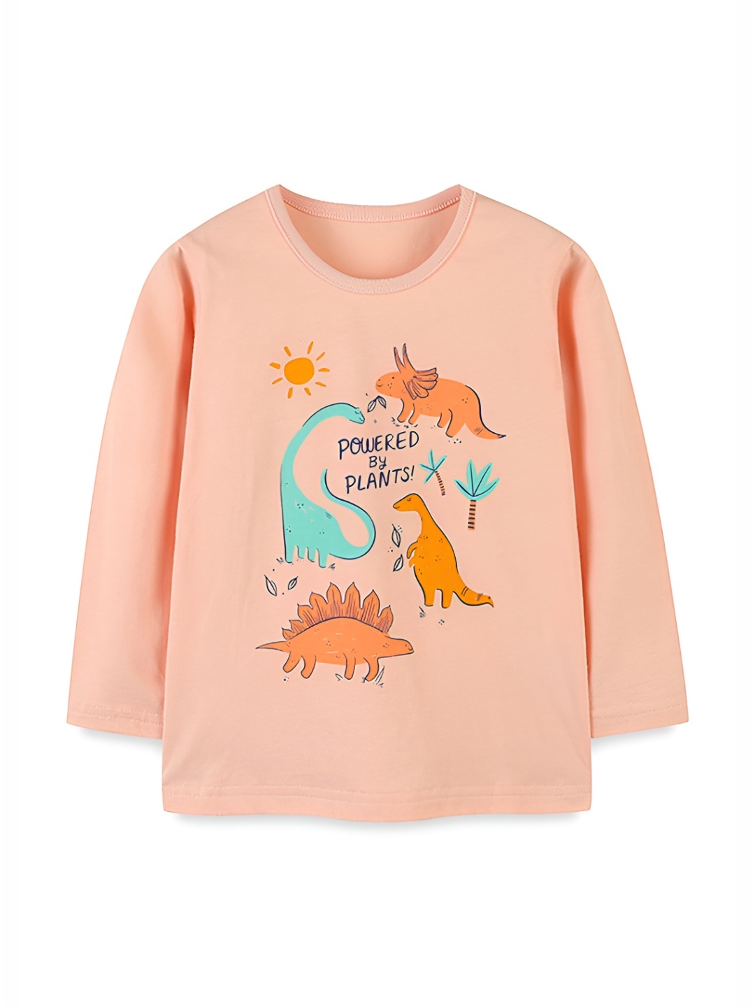 

LULU & SKY Girls Graphic Printed Round Neck Cotton T-shirt, Orange