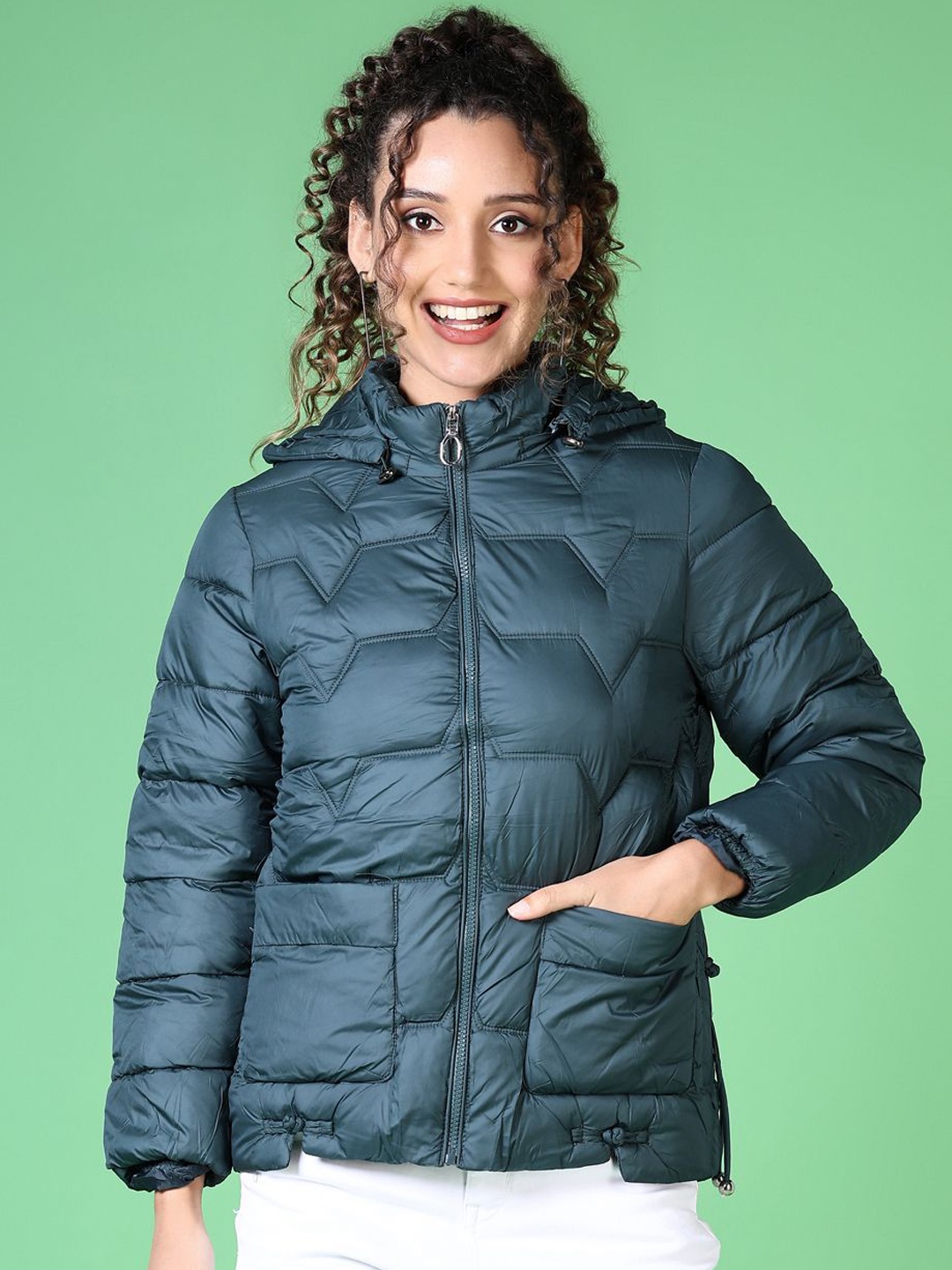 

V-Mart Women Puffer Jacket, Green