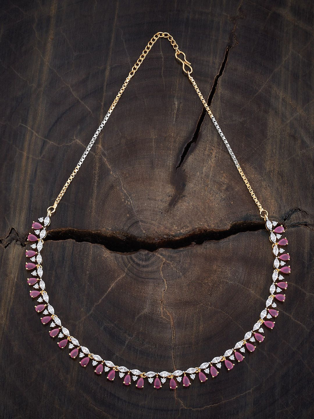 

Kushal's Fashion Jewellery Ruby Rhodium-Plated Necklace, Silver