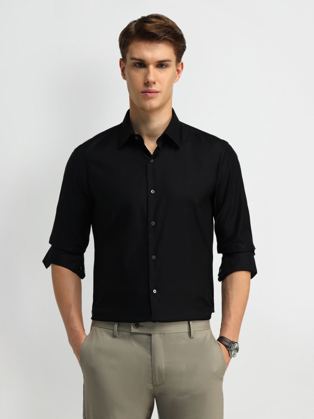 

Arrow New York Men Smart Slim Fit Opaque Formal Shirt, Black