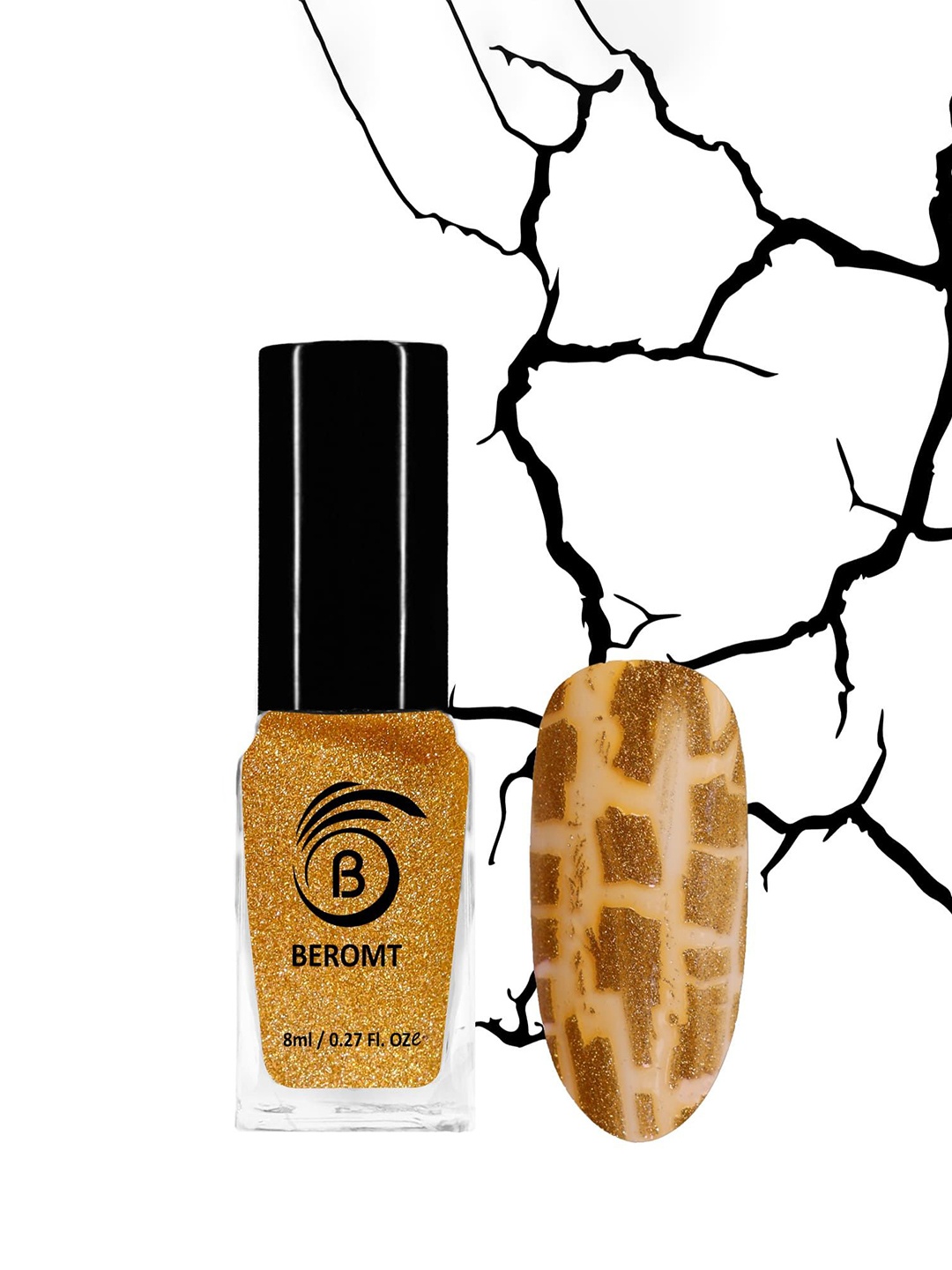 

BEROMT Crackle Glitter Quick Dry Nail Polish - 8 ml - Gold BNP9011