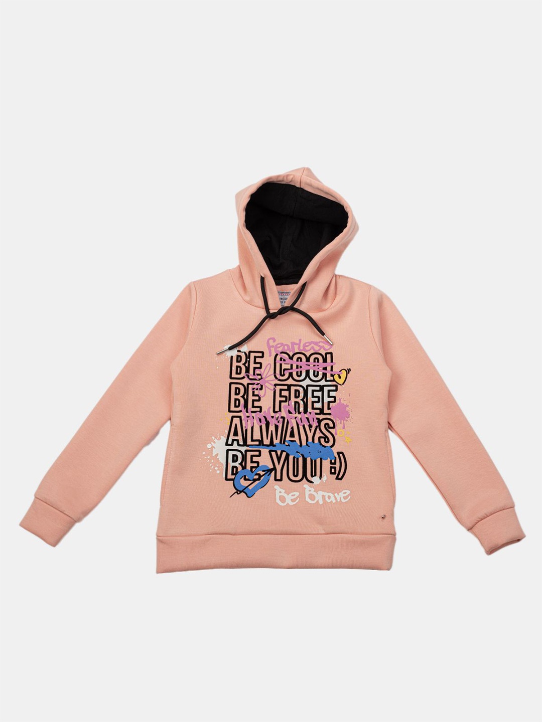 

Albion By CnM Girls Typography Printed Hooded Sweatshirt, Peach