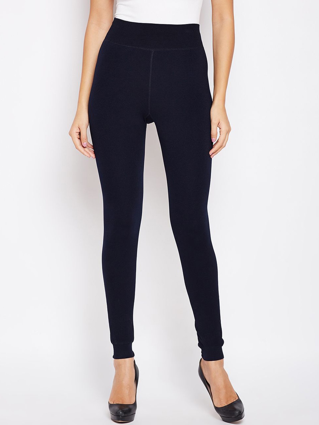 

Lebami Women Mid-Rise Skinny-Fit Fleece Thermal Bottom, Navy blue