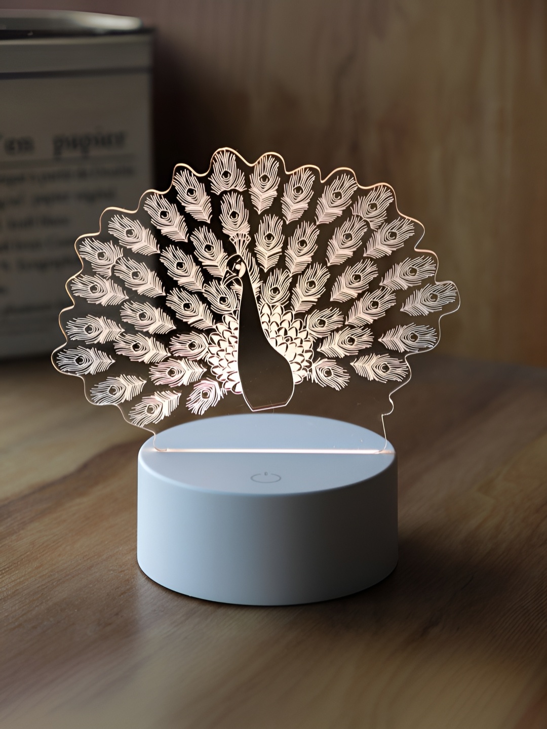 

Gleevers Transparent PeacockDesign Printed Acrylic Contemporary Abstract Shaped Table Lamp