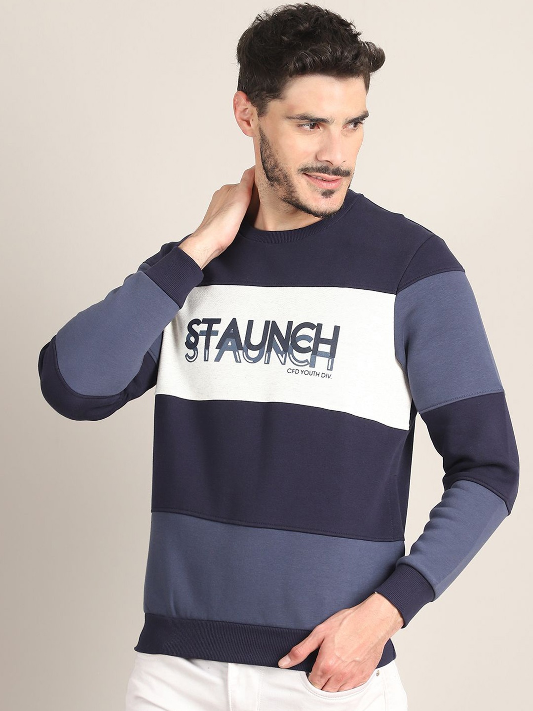 

CONFIDENCE Men Printed Long Sleeves Sweatshirt, Navy blue