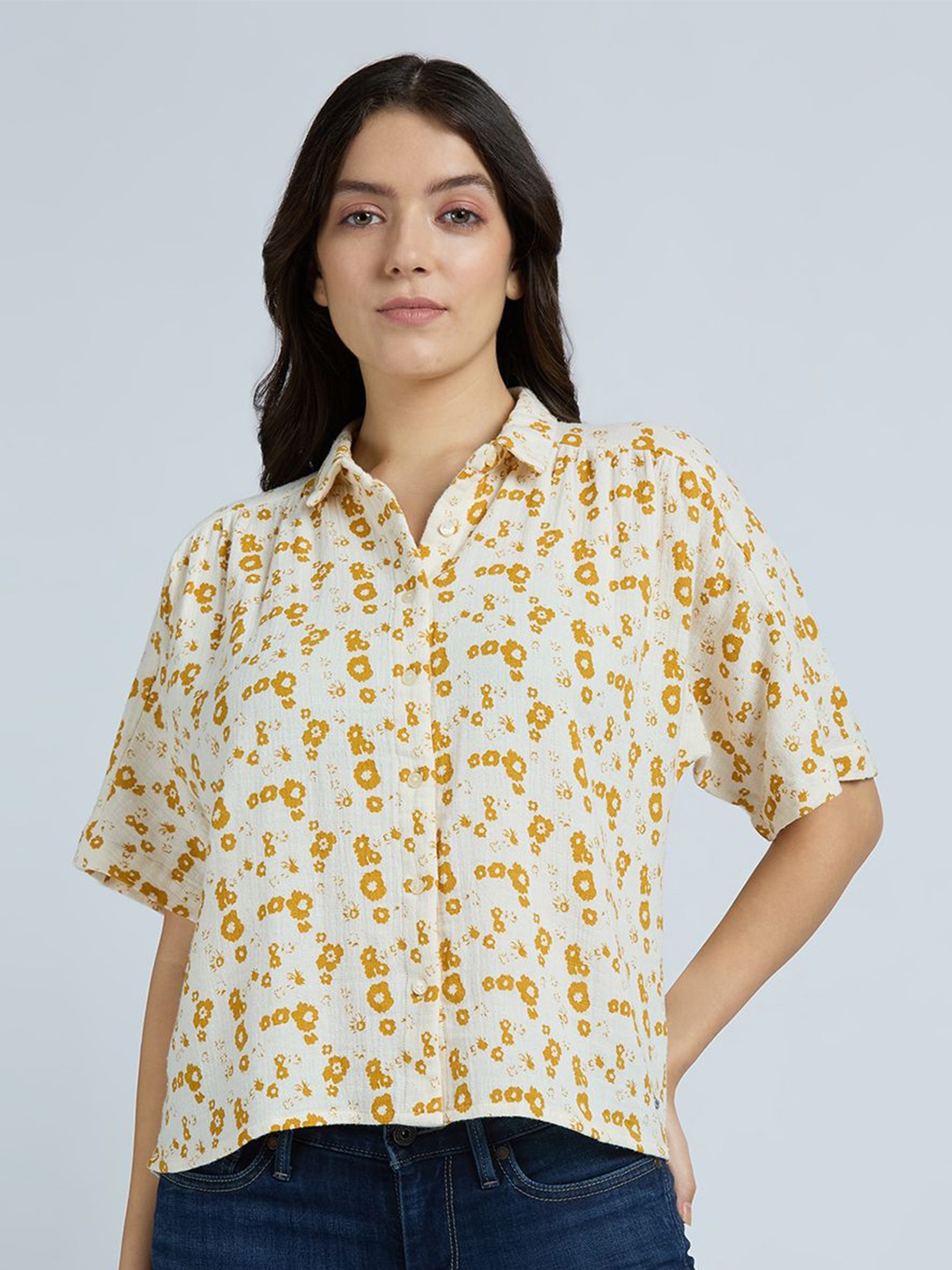 

Pepe Jeans Women Floral Opaque Printed Casual Shirt, Yellow