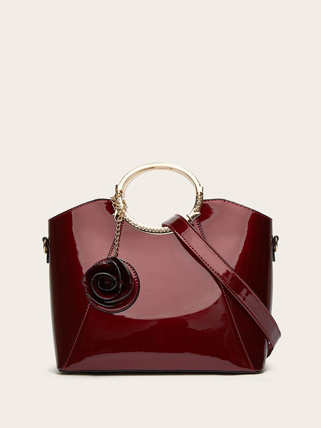 

RAVE Colourblocked PU Structured Handheld Bag, Maroon