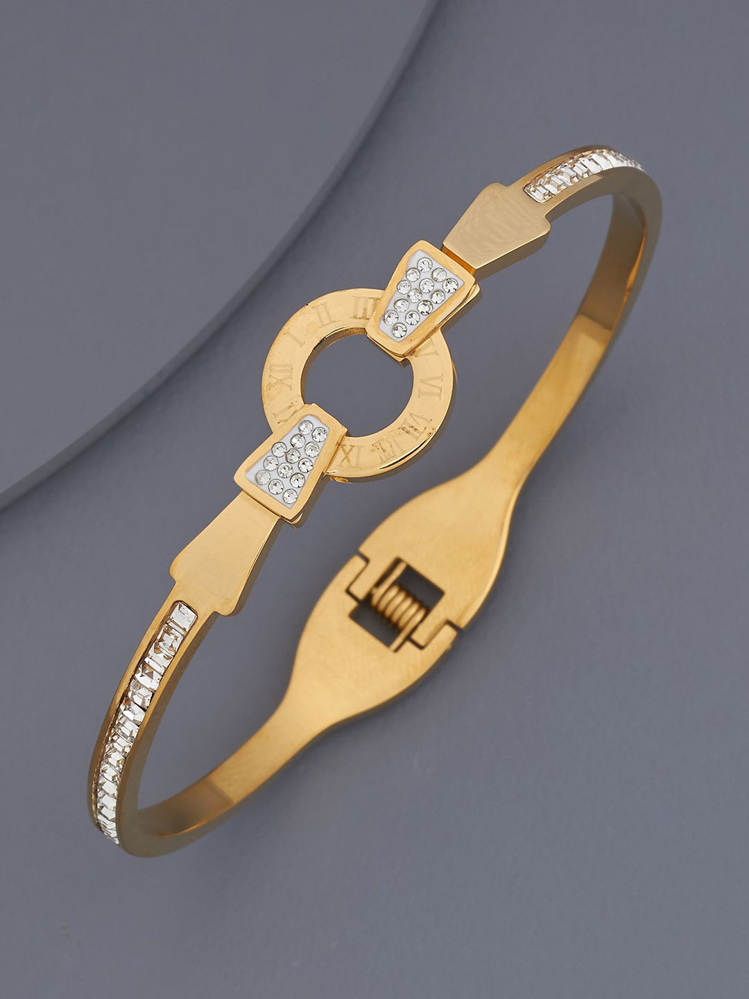 

Kushal's Fashion Jewellery Gold-Plated & CZ Studded Kada Bracelet