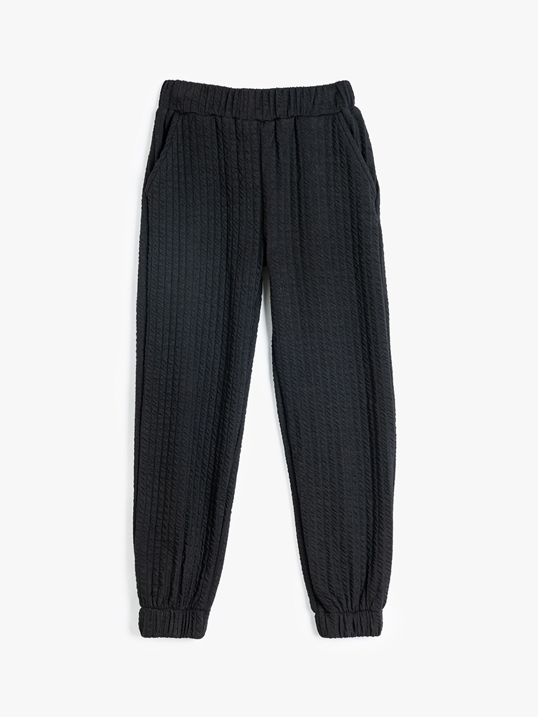 

Koton Girls Mid-Rise Slip-On Joggers, Black