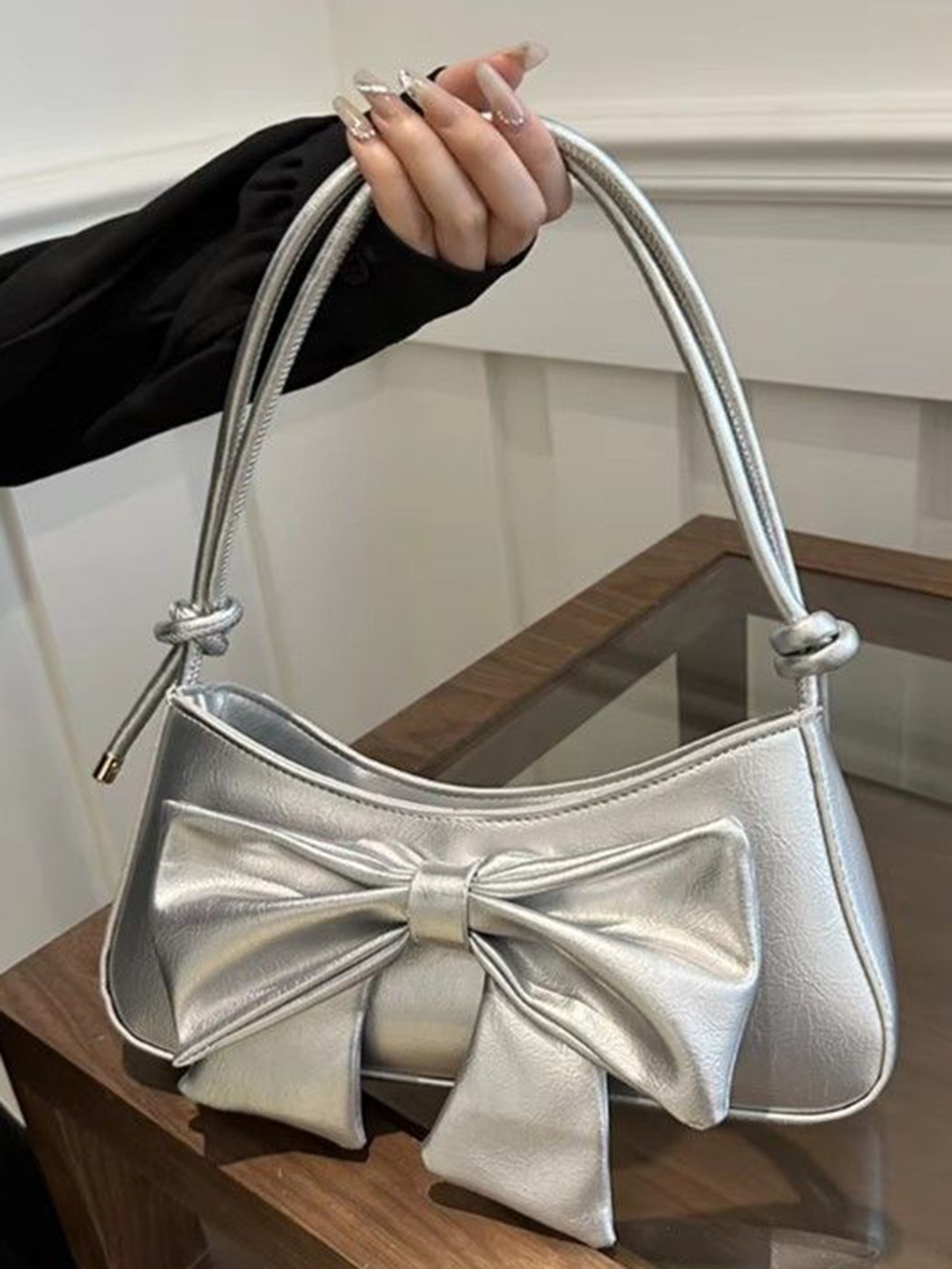 

StyleCast Structured Bow Detailed Handheld Bag, Grey