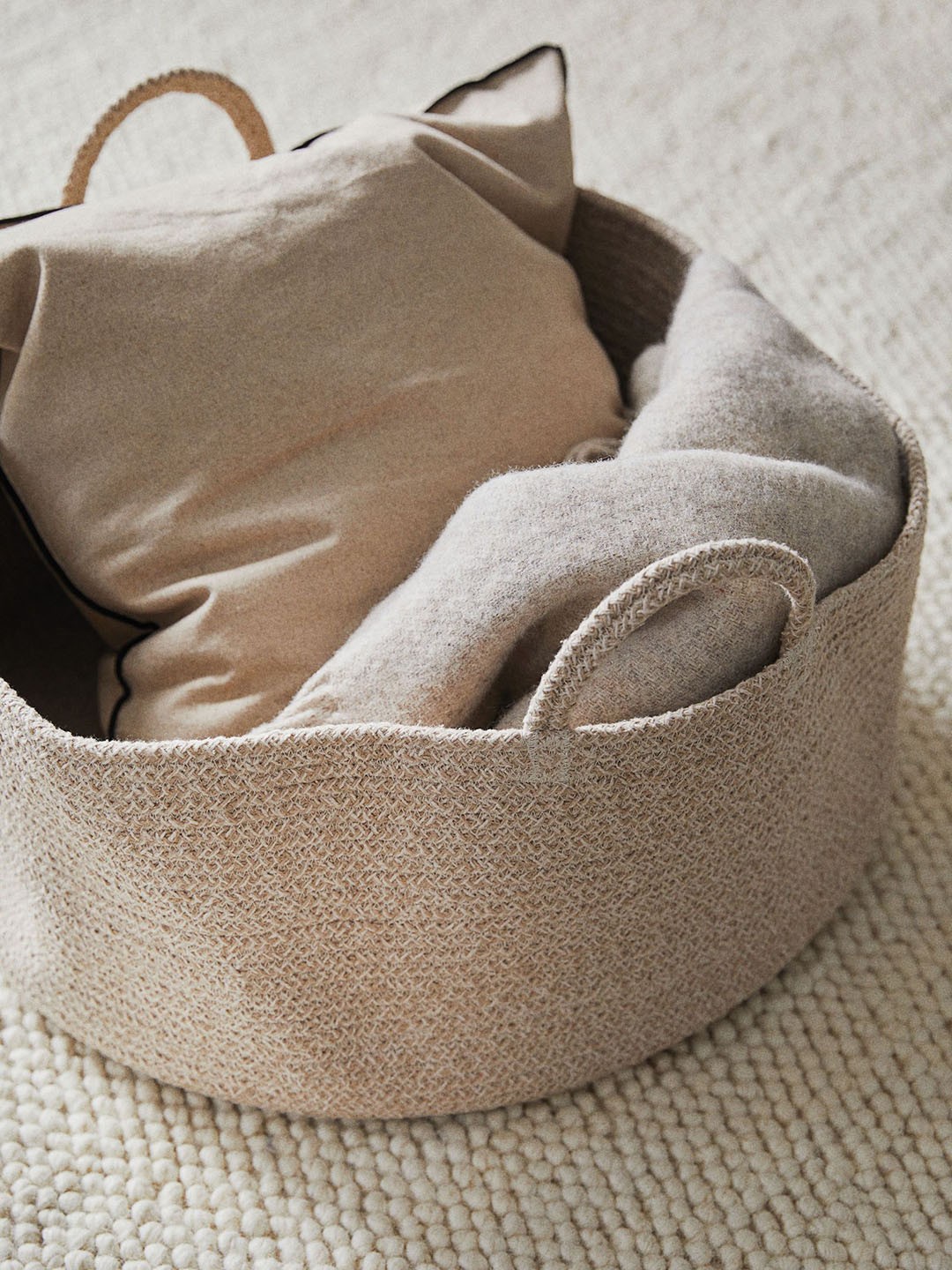 

H&M Beige Pure Cotton Extra-Large Low Storage Basket