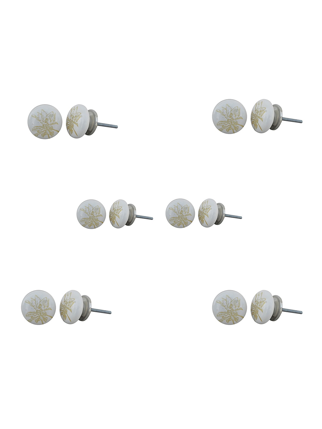 

Indianshelf 6-Pcs White Printed Ceramic Knobs