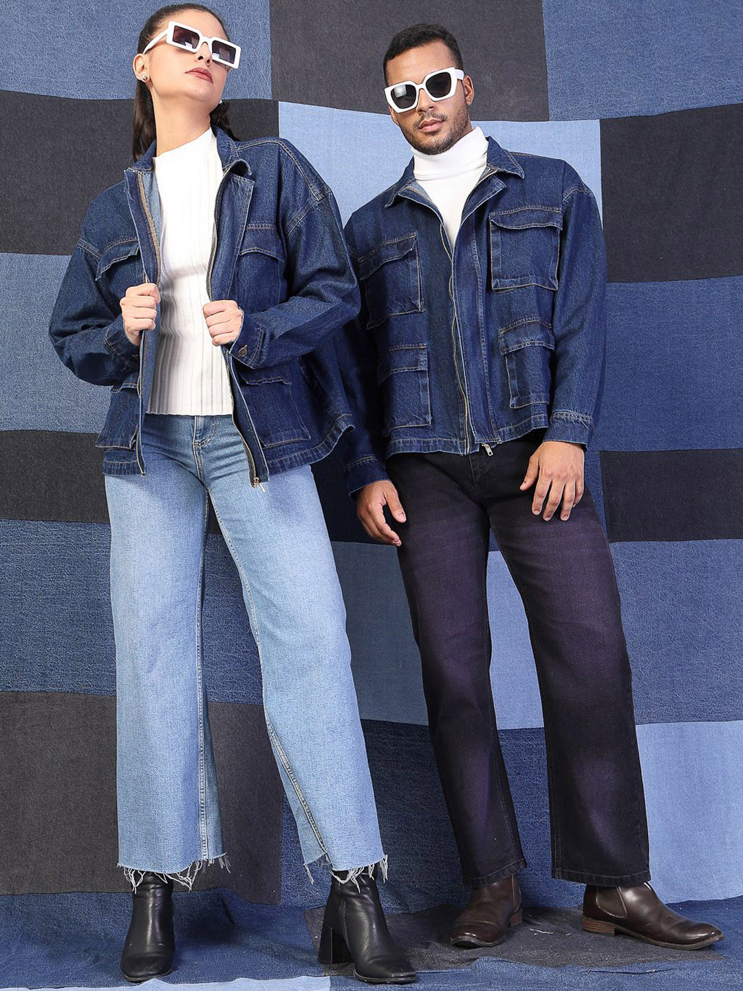 

VESTIDO MODAS Unisex Oversized Pure Cotton Denim Jacket, Blue