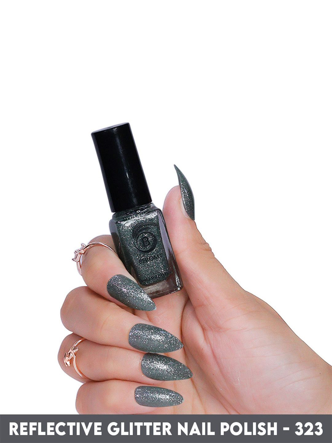 

BEROMT Reflective Glitter Long Lasting Glitter Nail Polish - 8 ml - BNP 323, Silver