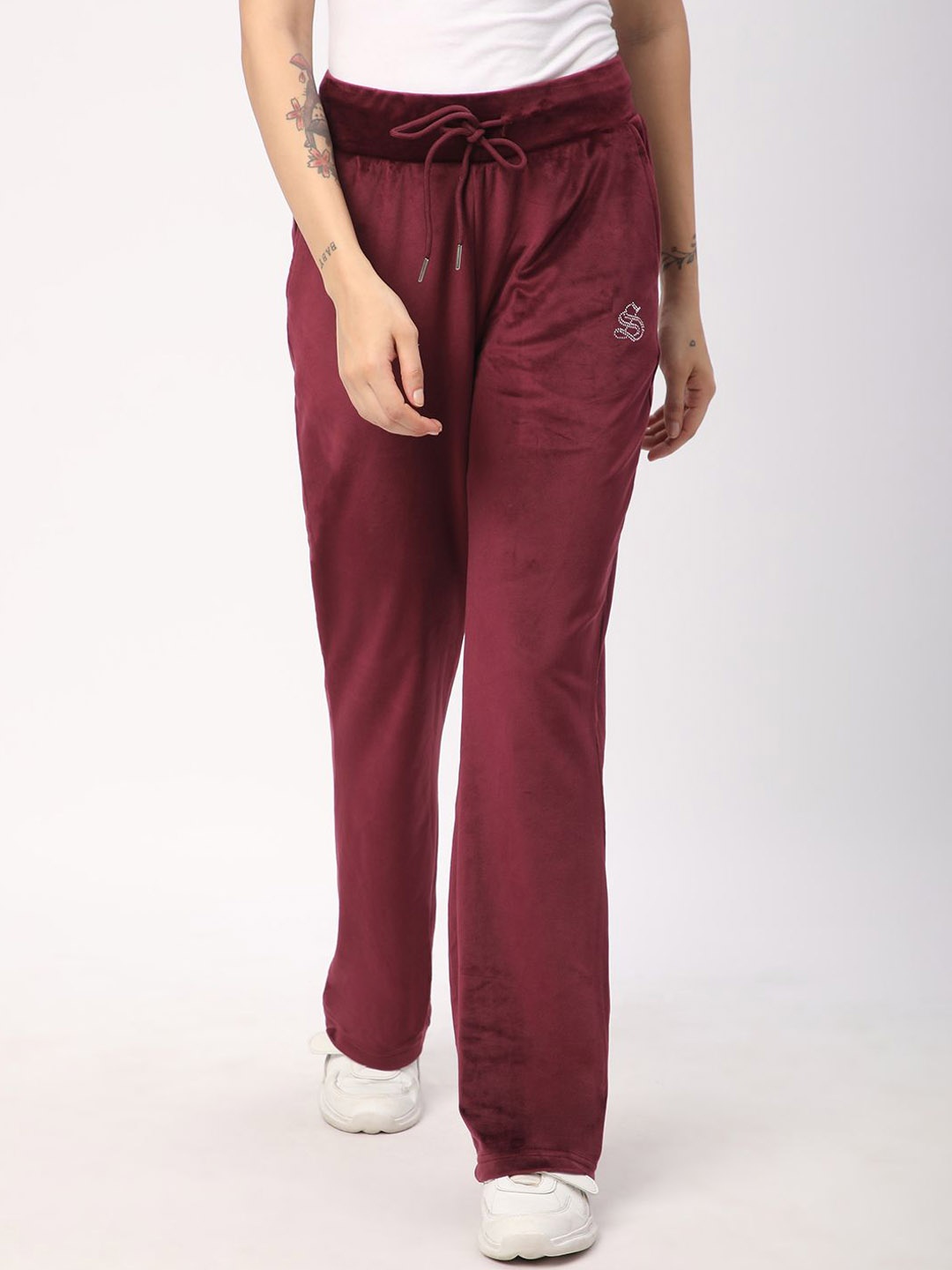 

R&B Women Regular Fit Mid-Rise Trousers, Red