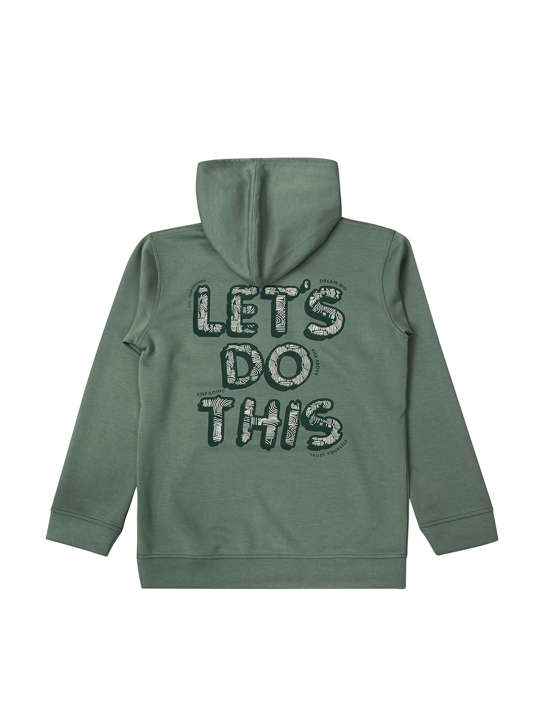 

CAVIO Boys Cotton Typography Printed Hooded Long Sleeves Pullover Sweatshirt, Green