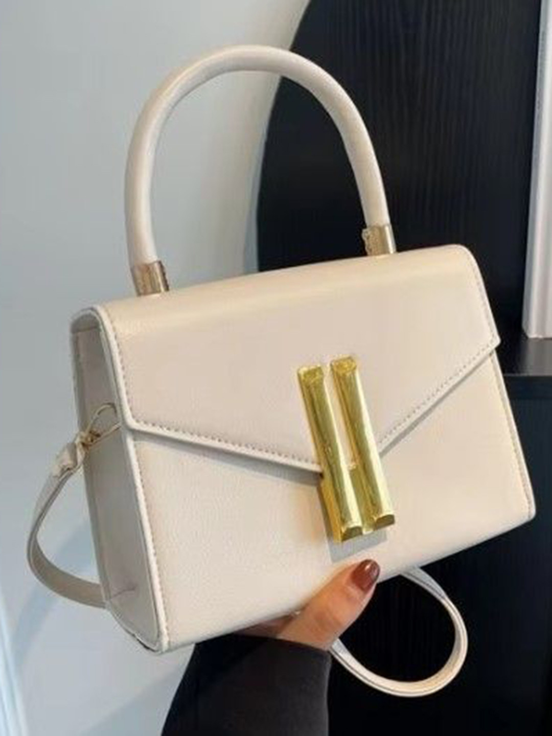 

StyleCast Structured Handheld Bag with Applique, White