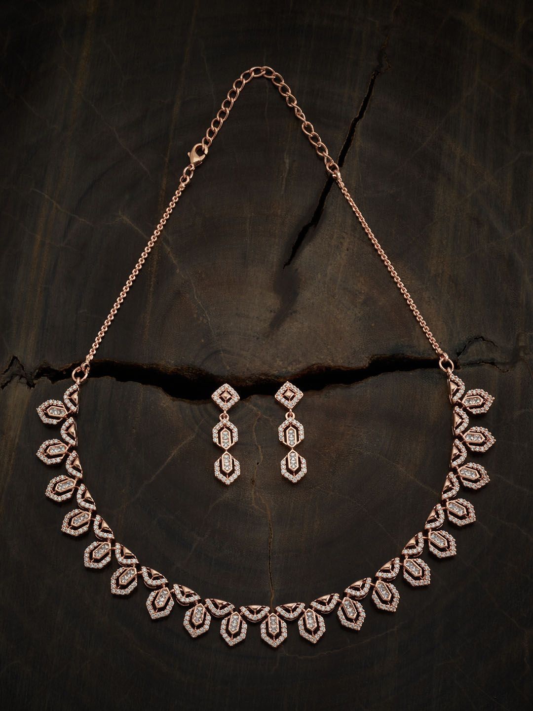 

Kushal's Fashion Jewellery Rose Gold-Plated Zircon Stone-Studded Jewellery Set