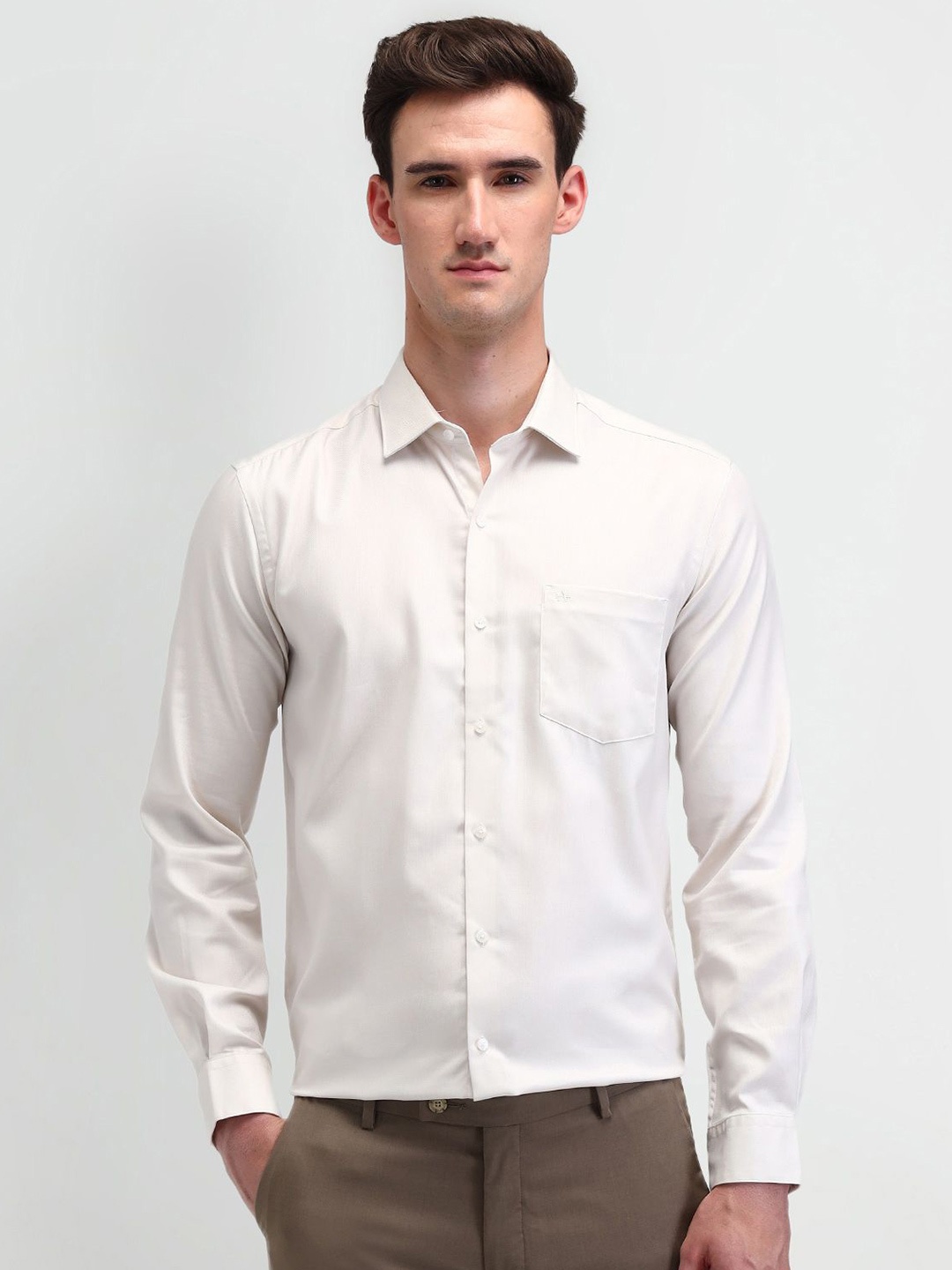 

Arrow Men Smart Slim Fit Opaque Formal Shirt, Beige
