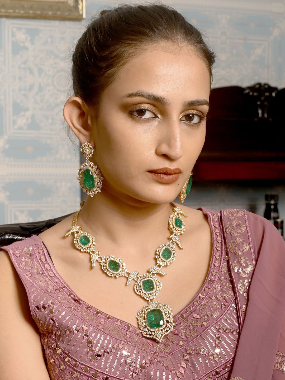 

ODETTE Gold-Plated Stainless Steel CZ-Studded Jewellery Set