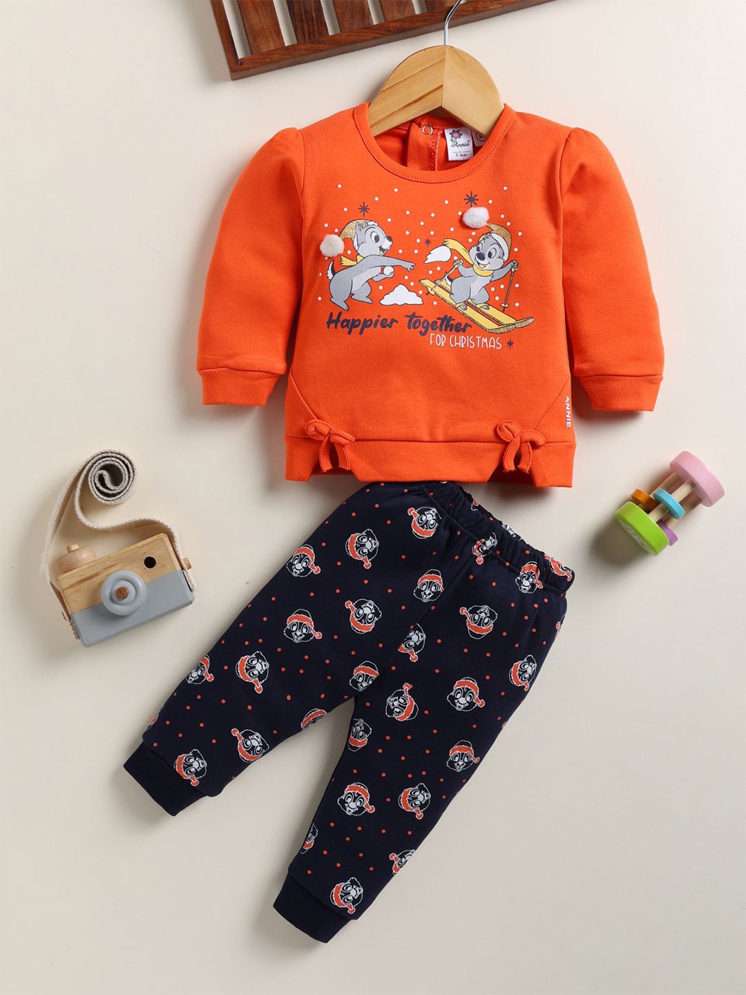 

Annie Girls Printed Pure Cotton Top With Trousers, Orange
