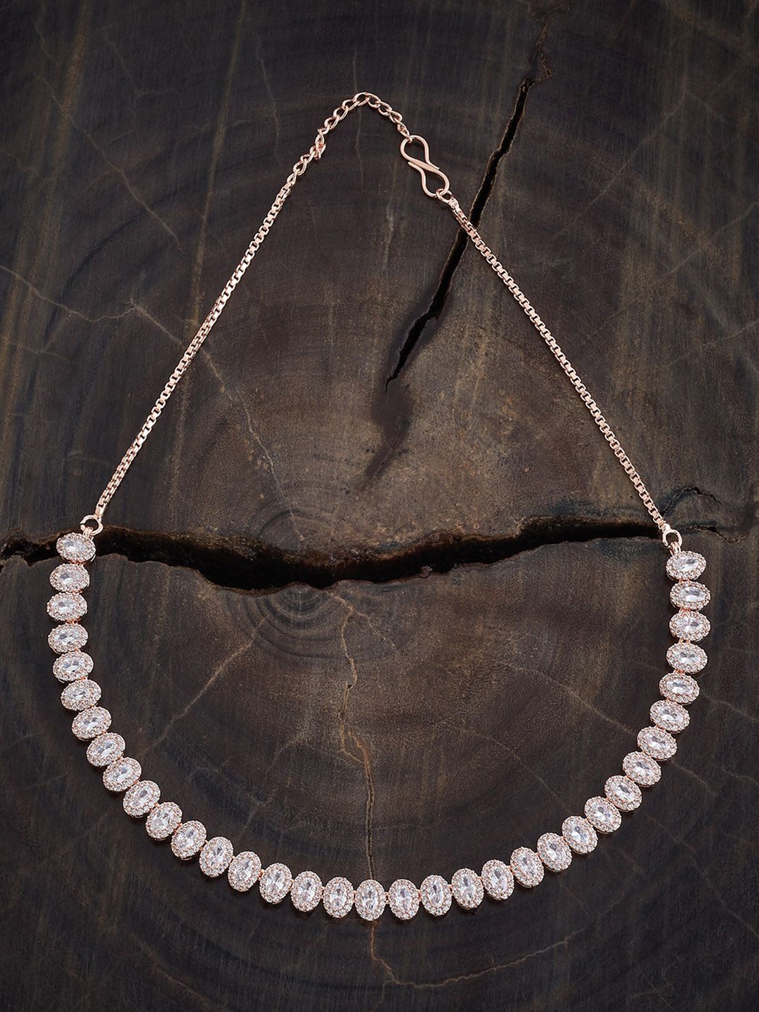 

Kushal's Fashion Jewellery Rose Gold-Plated Zircon Studded Necklace