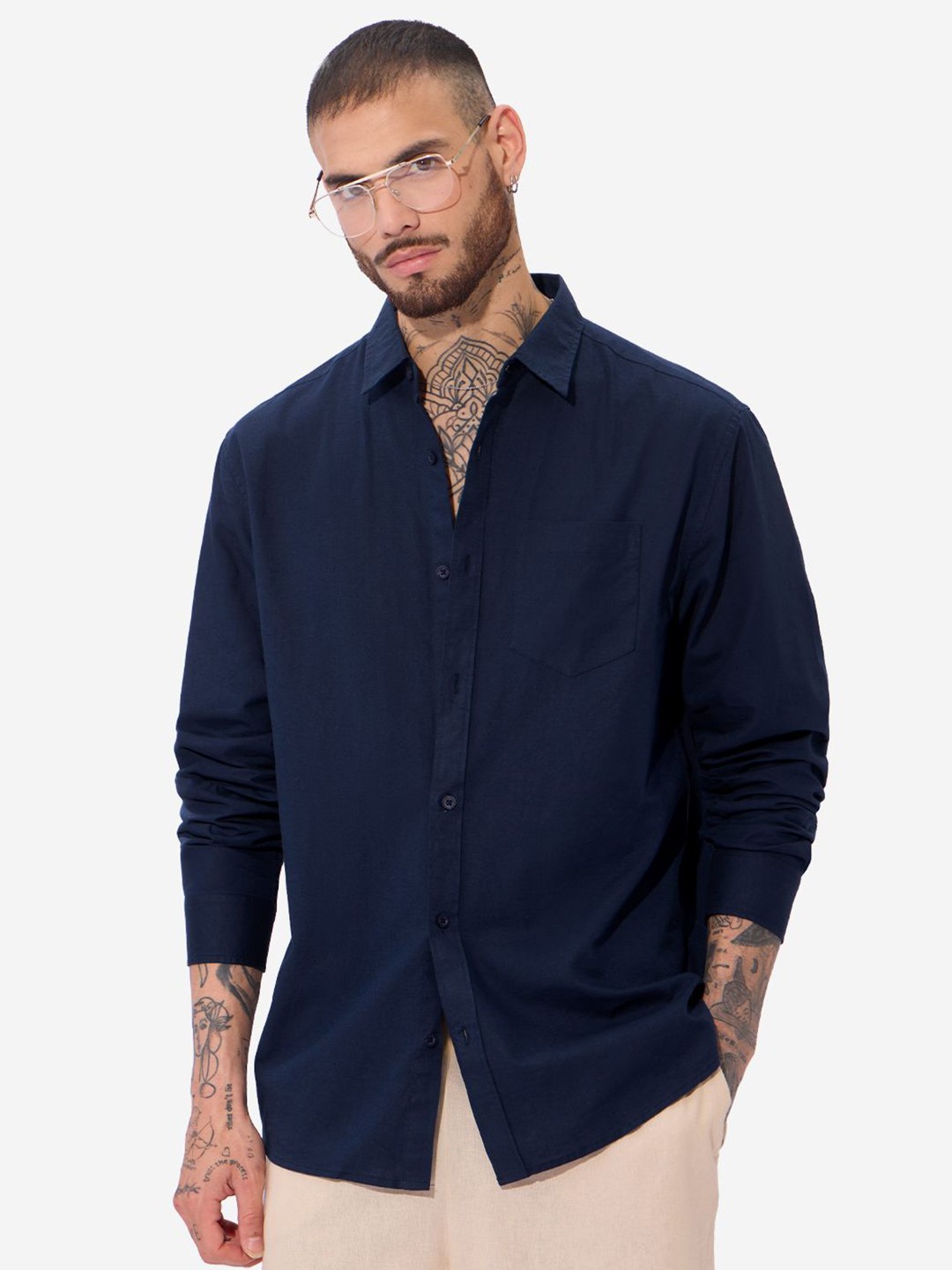 

The Souled Store Men Opaque Casual Shirt, Navy blue