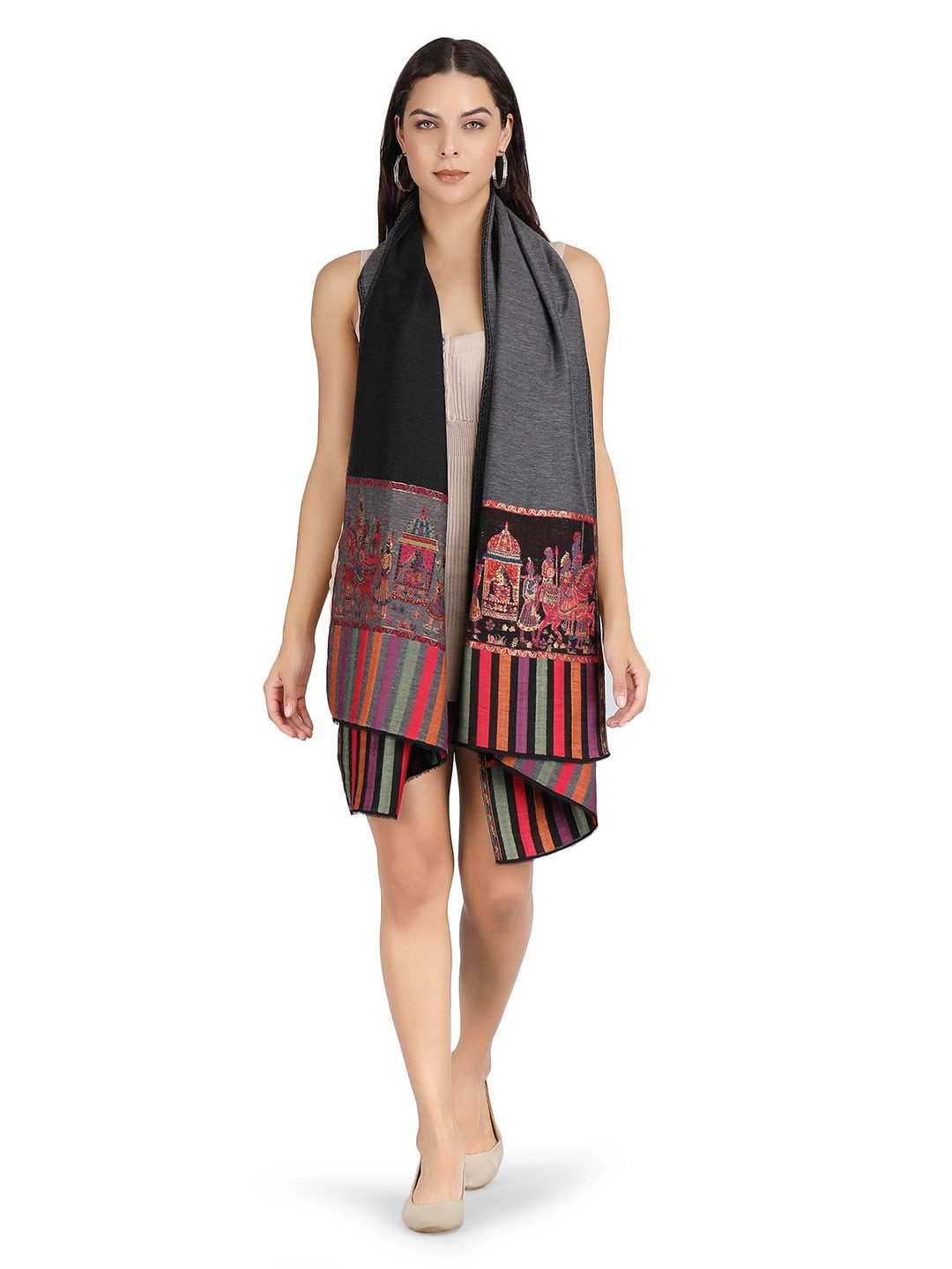 

Stole & Yarn Unisex Printed Stoles, Grey