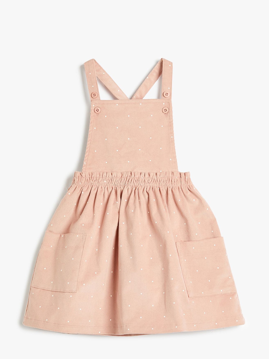 

Koton Girls Polka Dots Cotton Pinafore Dress, Peach