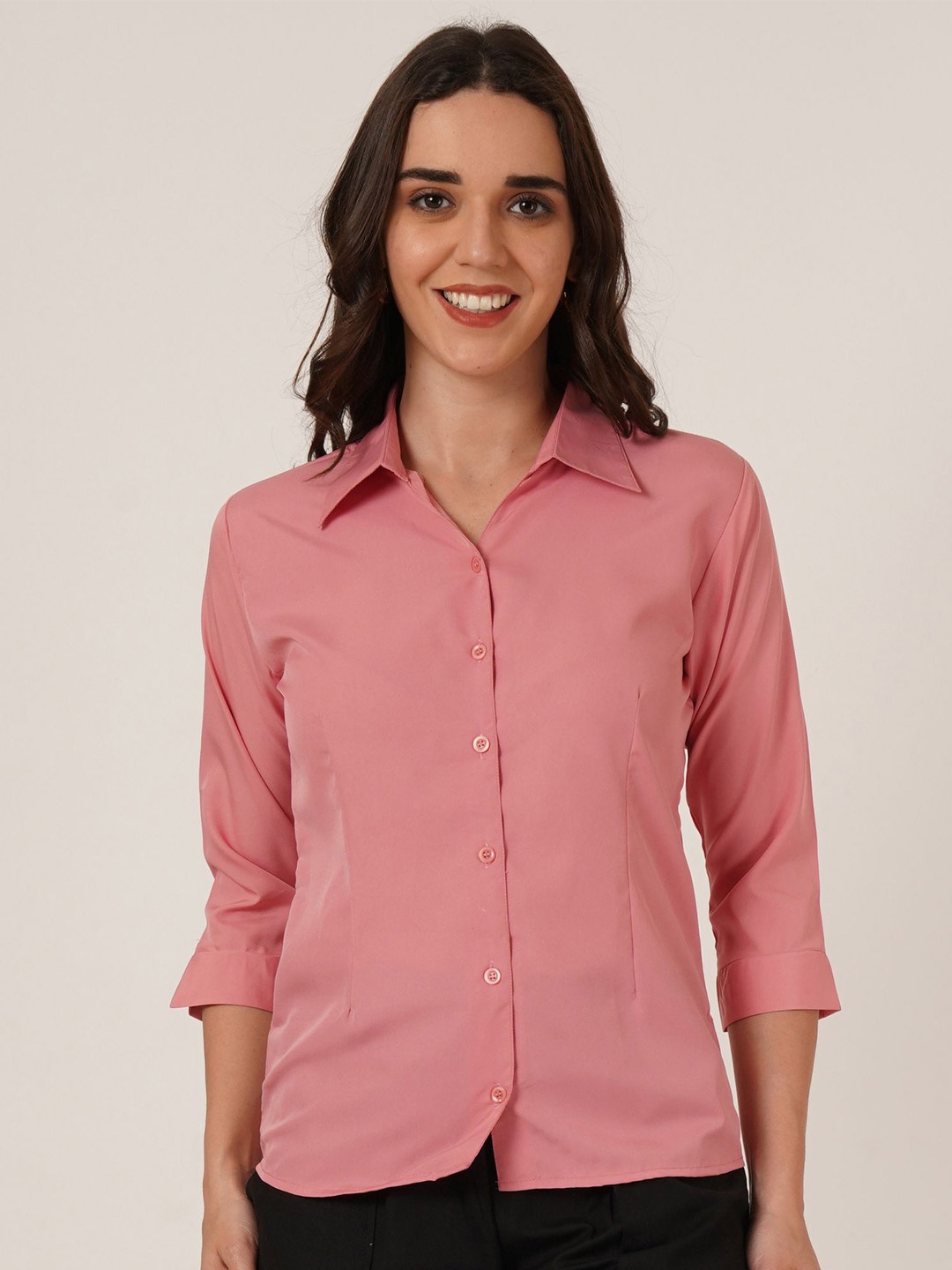 

Brownverse Women Contemporary Opaque Casual Shirt, Peach