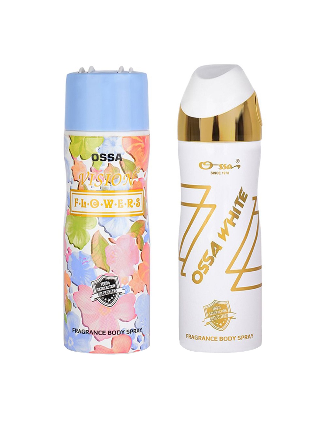 

Ossa Vision Flower & Ossa White Set Of 2 Odour Control Body Spray Deodorant - 200 ml Each