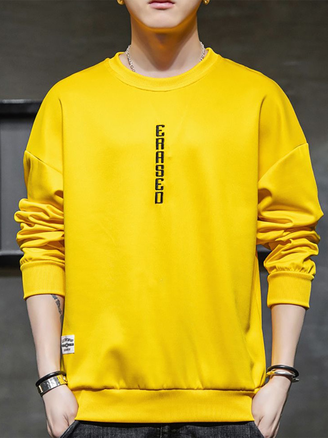 

StyleCast x Revolte Men Typography Printed Long Sleeves Sweatshirt, Yellow