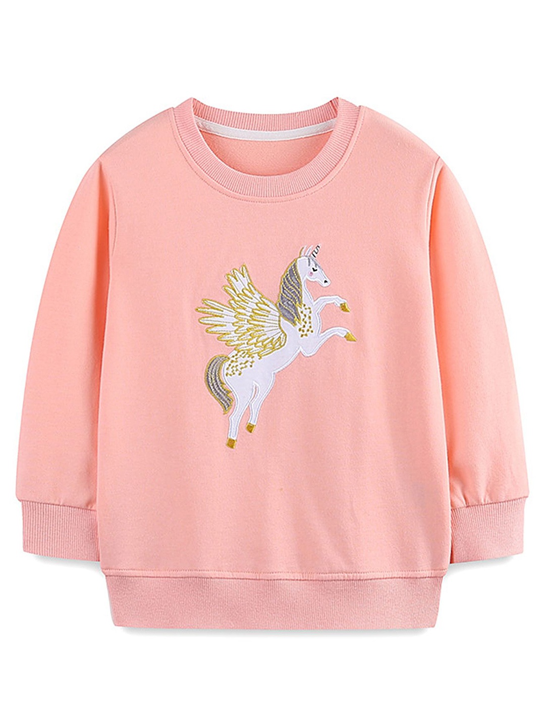 

LULU & SKY Girls Printed Long Sleeves Round Neck Sweatshirt, Pink