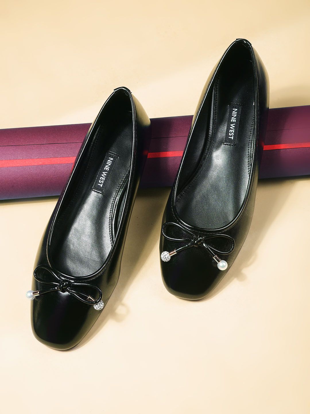 

Nine West Women Square Toe Ballerina Flats, Black