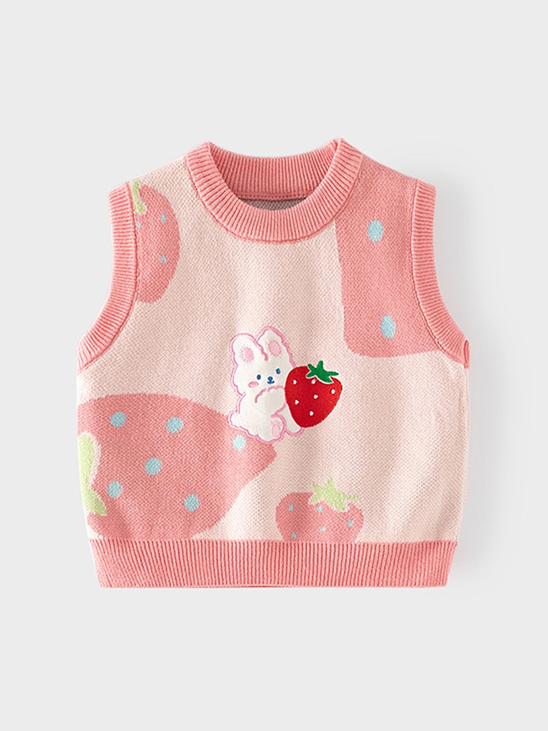 

LULU & SKY Girls Abstract Printed Cotton Sweater Vest, Pink
