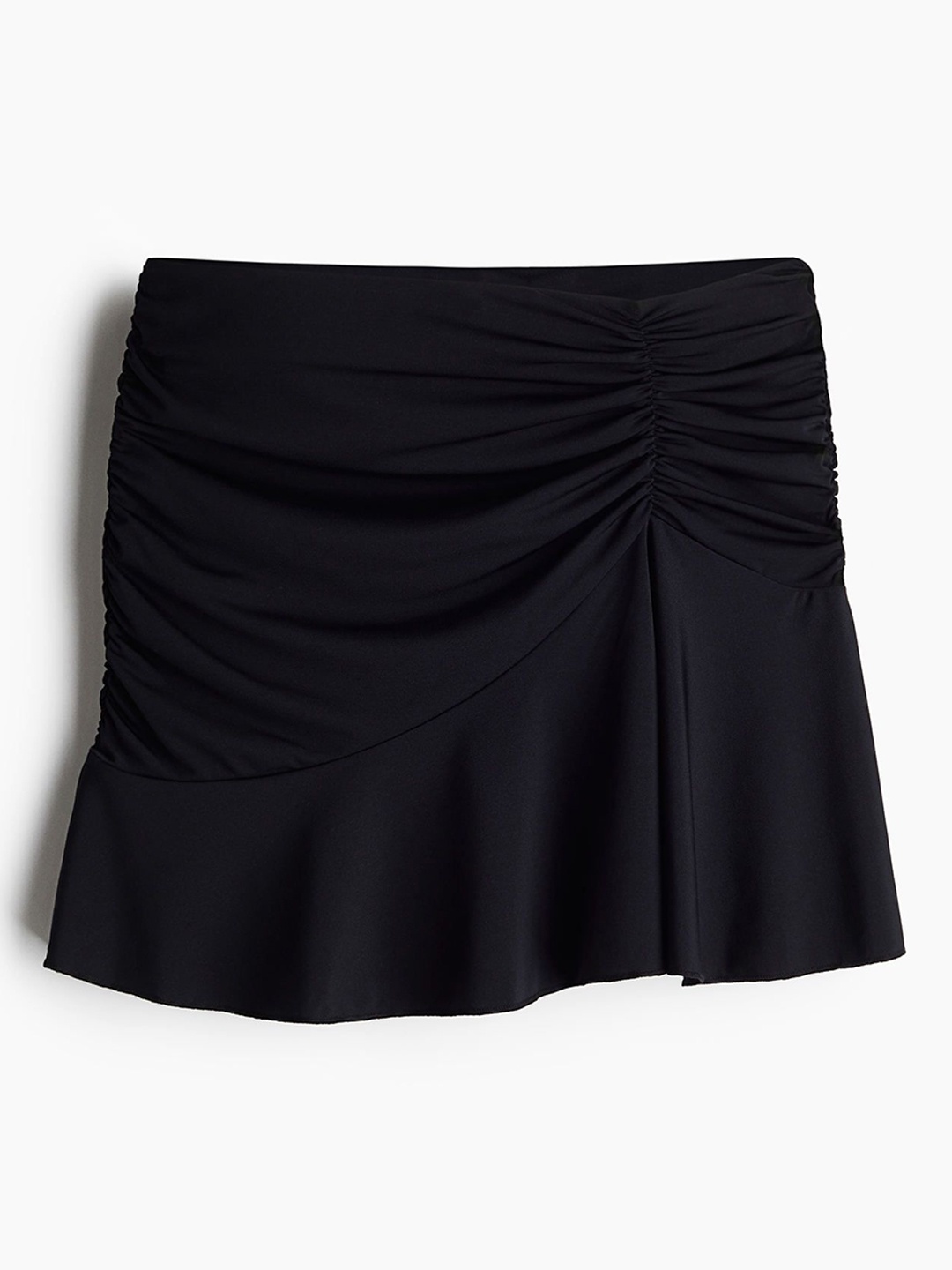 

H&M Gathered Mini Skirt, Black