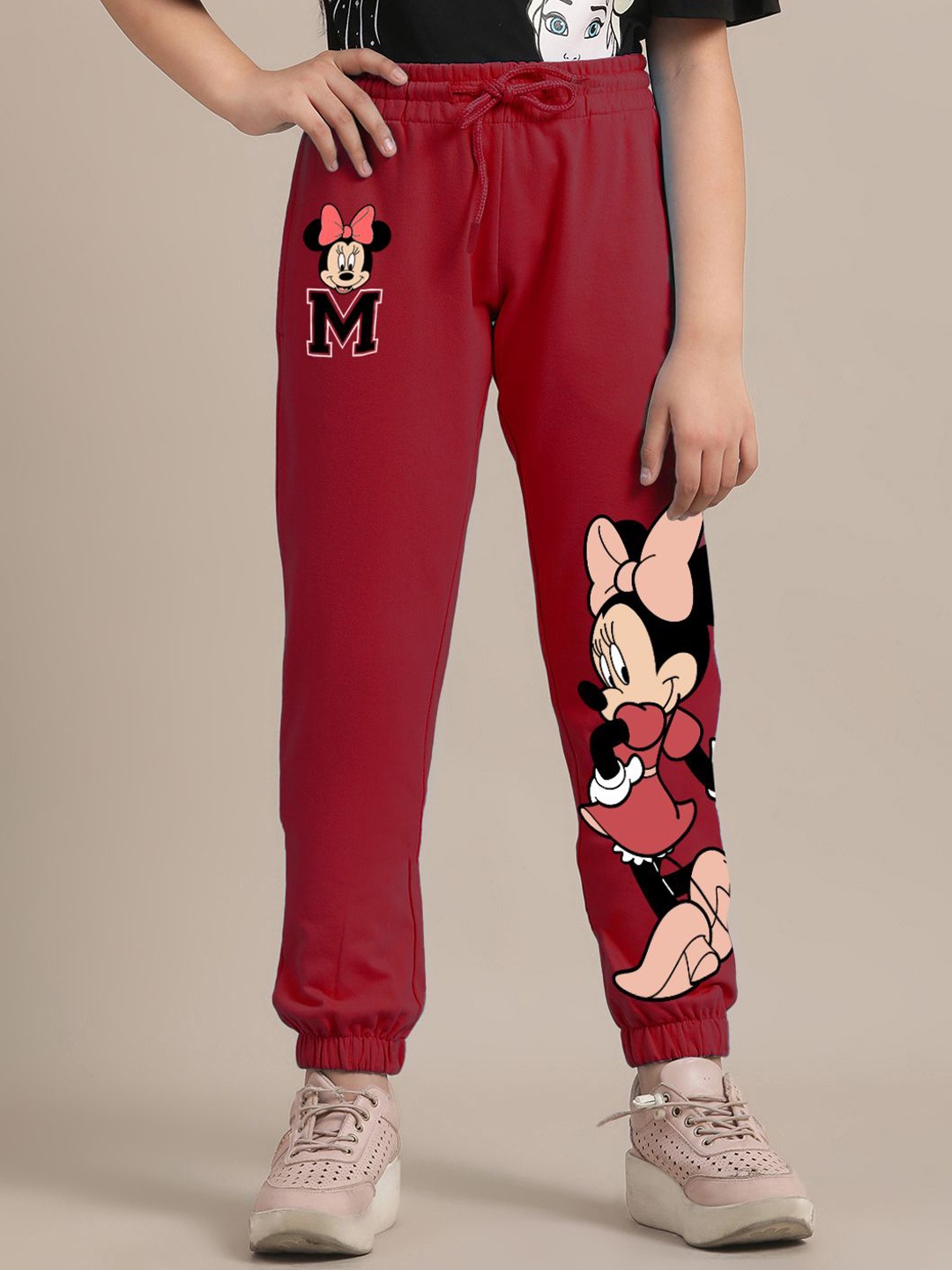 

Kids Ville Girls Mickey & Friends Printed Joggers, Red