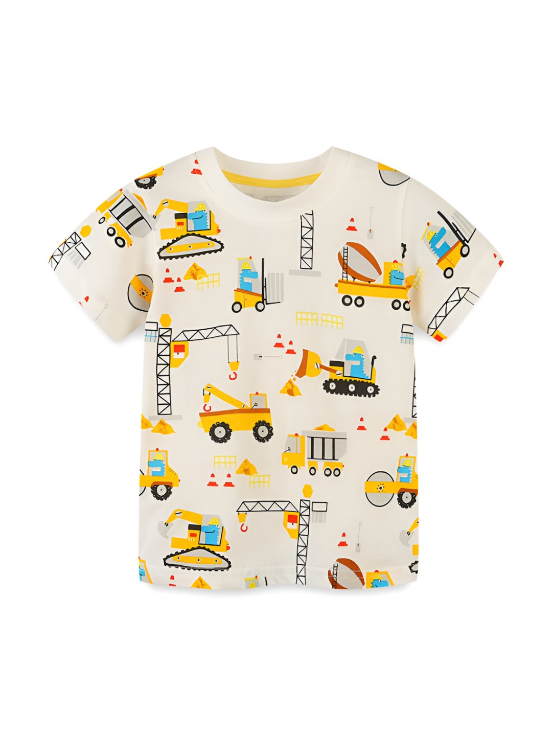 

LULU & SKY Boys Conversational Printed Round Neck Cotton T-shirt, Off white