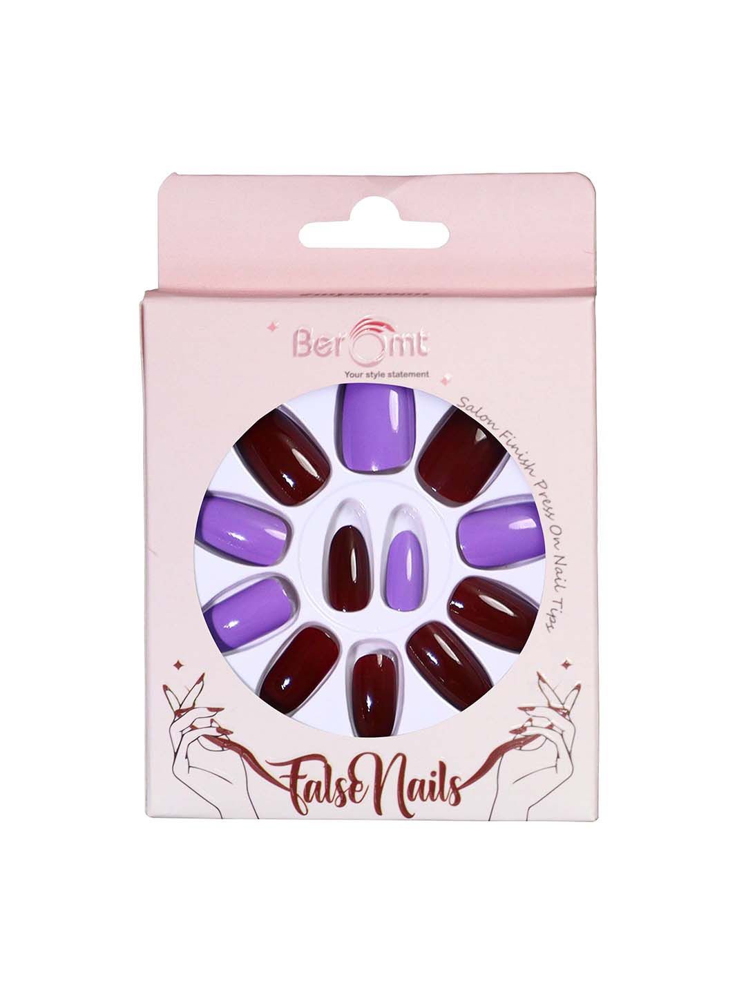 

BEROMT Set Of 16 Press On Nail Tip With Application Kit - BFN640CN, Purple